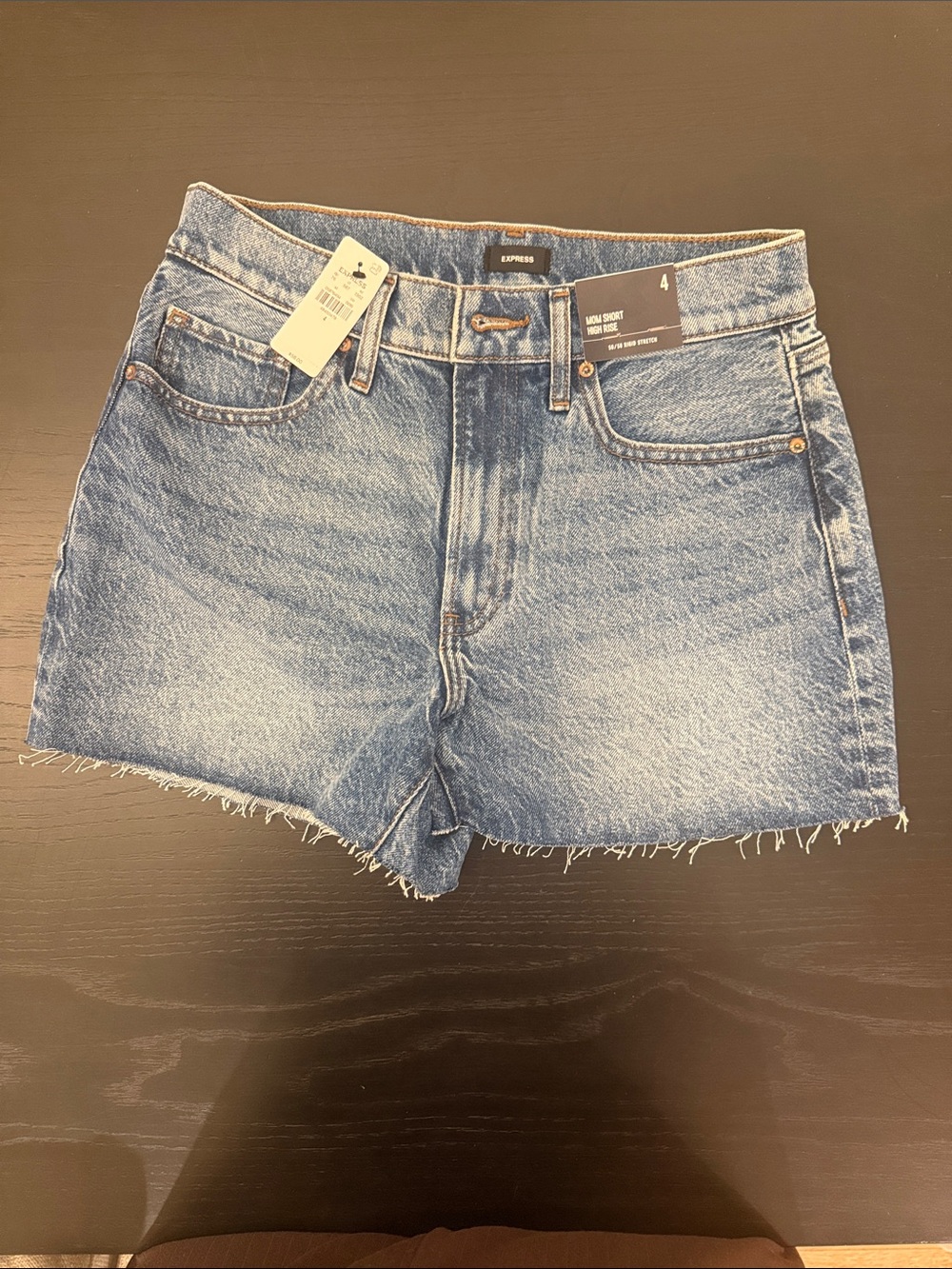 NEW Express Light Blue High-Rise Raw Hem Denim Shorts size 4
